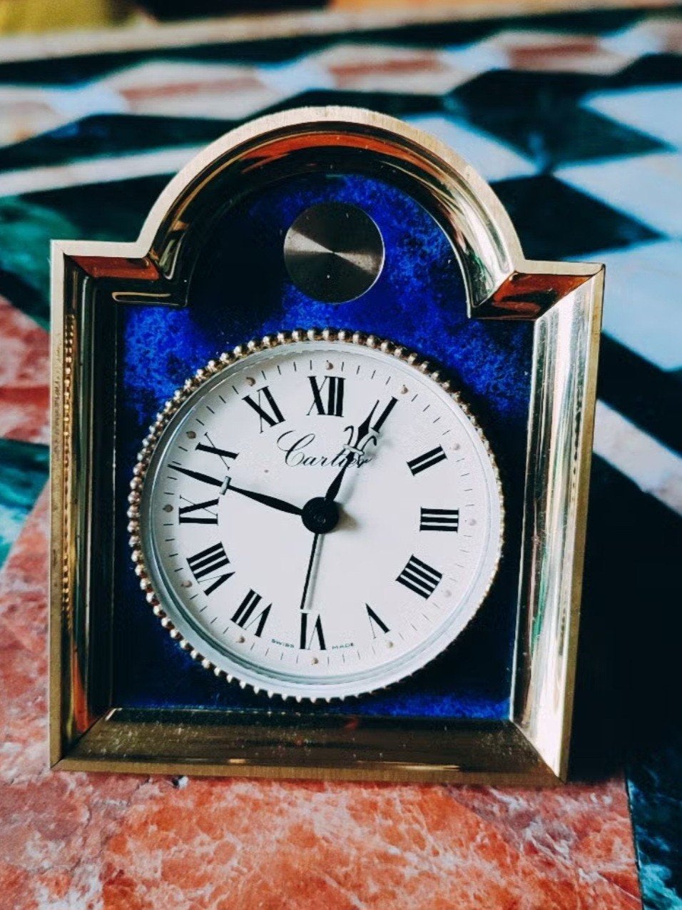 Vintage Cartier geëmailleerde tafelklok, Antiek en Kunst, Ophalen of Verzenden