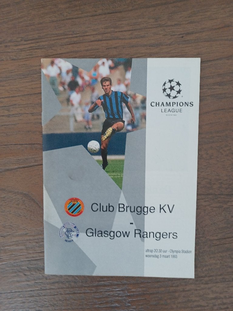 EUROPEES PROGRAMMABOEKJE CLUB BRUGGE – GLASGOW RANGERS, Ophalen of Verzenden, Zo goed als nieuw, Boek of Tijdschrift