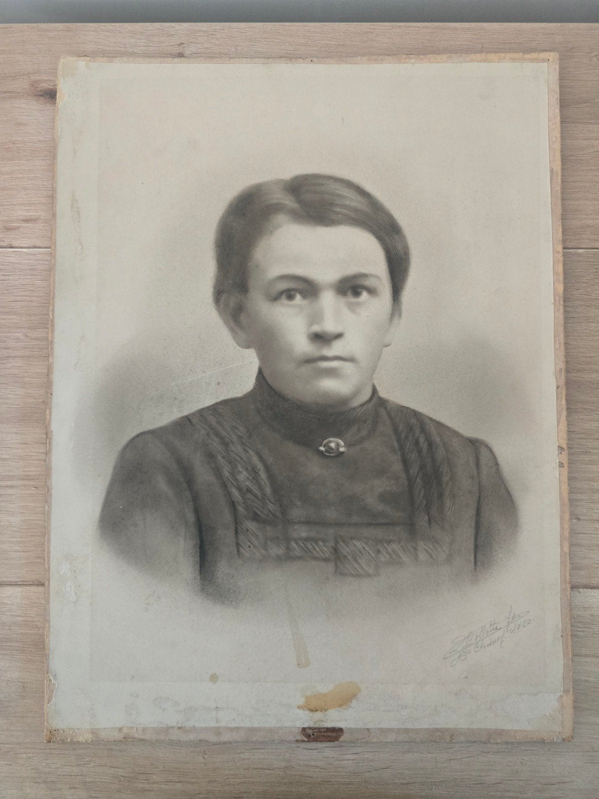 Oud fotoportret 1920 - Chimay - 32 x 42 cm, Verzamelen, Ophalen of Verzenden