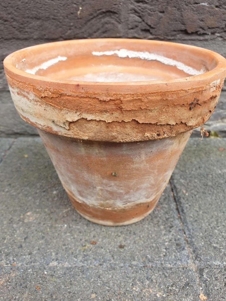 1x rood bruine terracotta bloempot H 14 cm, Ophalen, Terracotta, Binnen