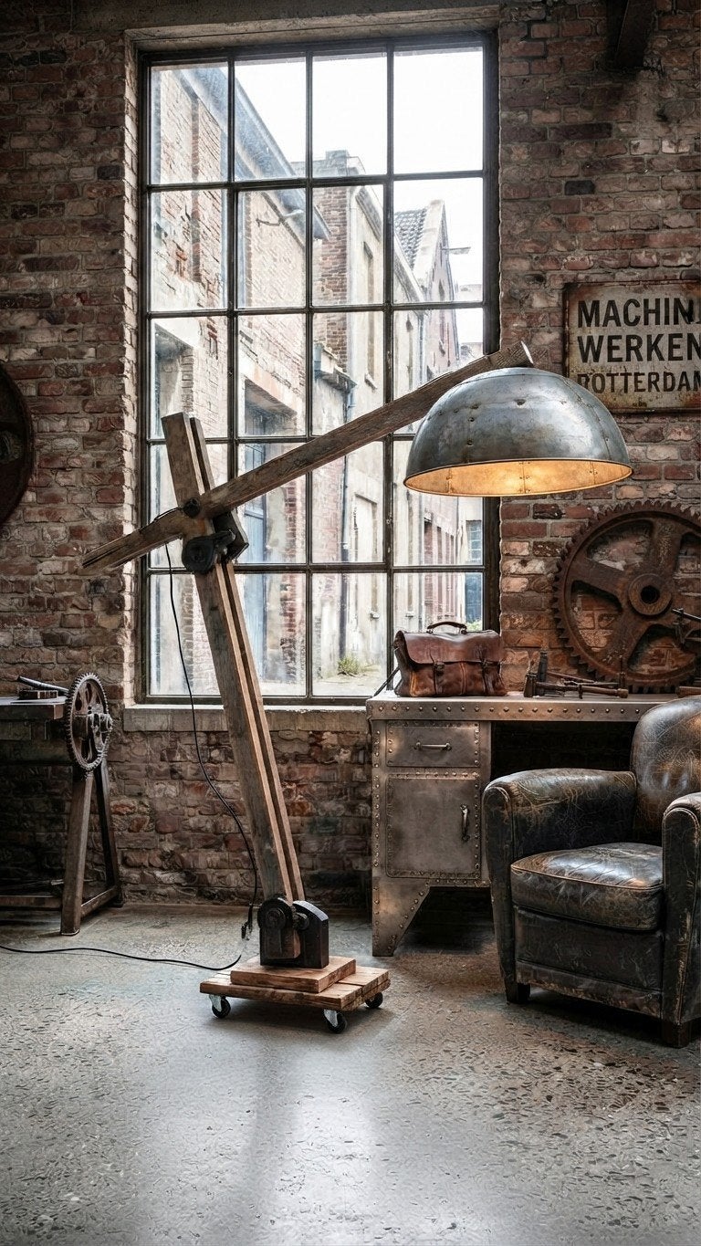 Industriele hefboom grond lamp, Ophalen