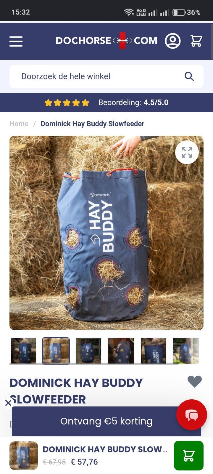 NIEUWE hay buddy + 2 katoenen hooinetten, Dieren en Toebehoren