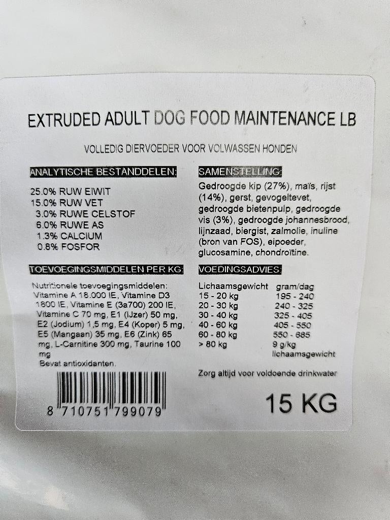 Hondenbrokken kip&rijst 15 kilo per zak, Ophalen, Hond