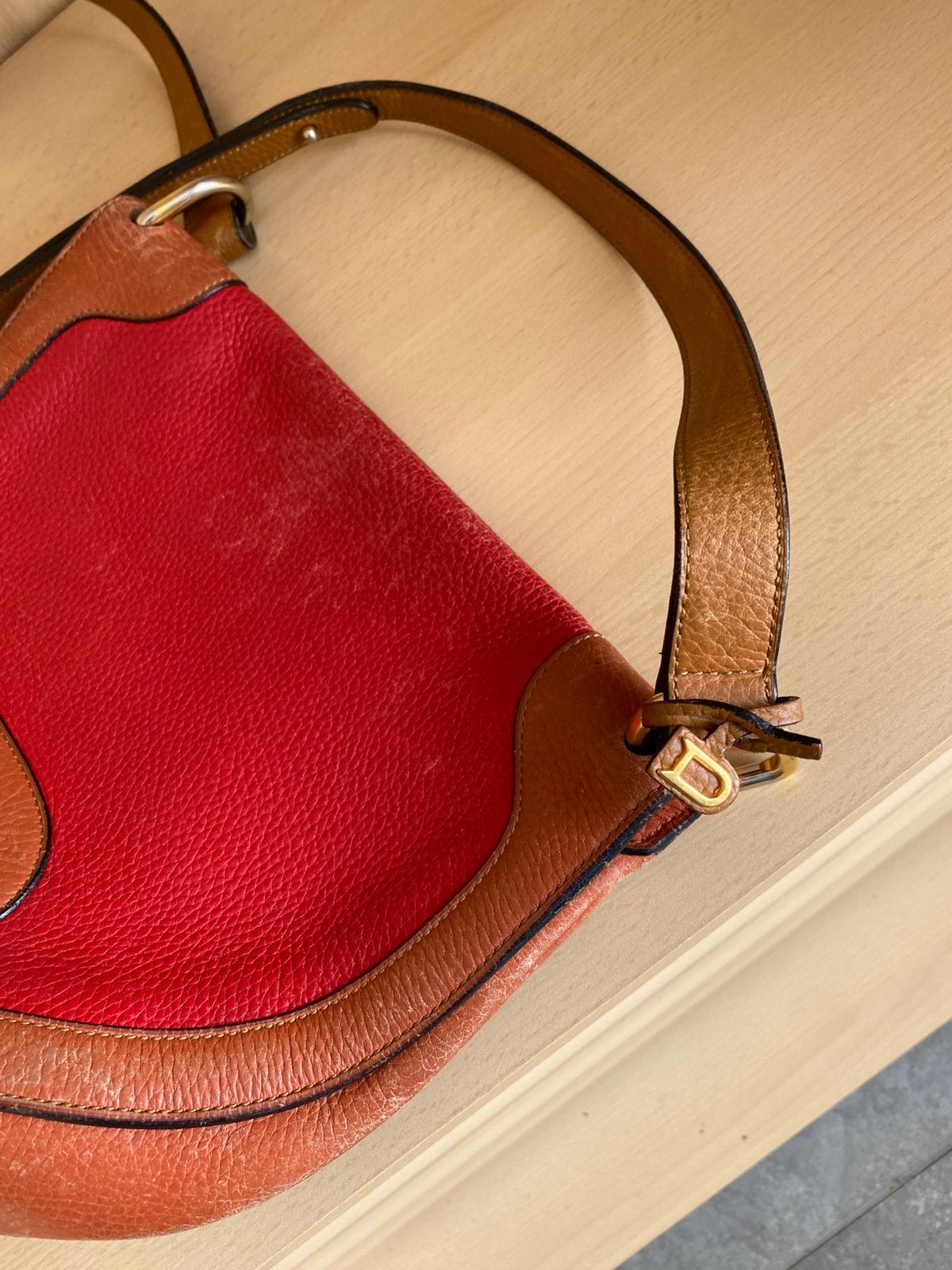 Authentieke Delvaux handtas, Handtassen en Accessoires, Tassen | Damestassen, Ophalen, Gebruikt, Rood, Handtas