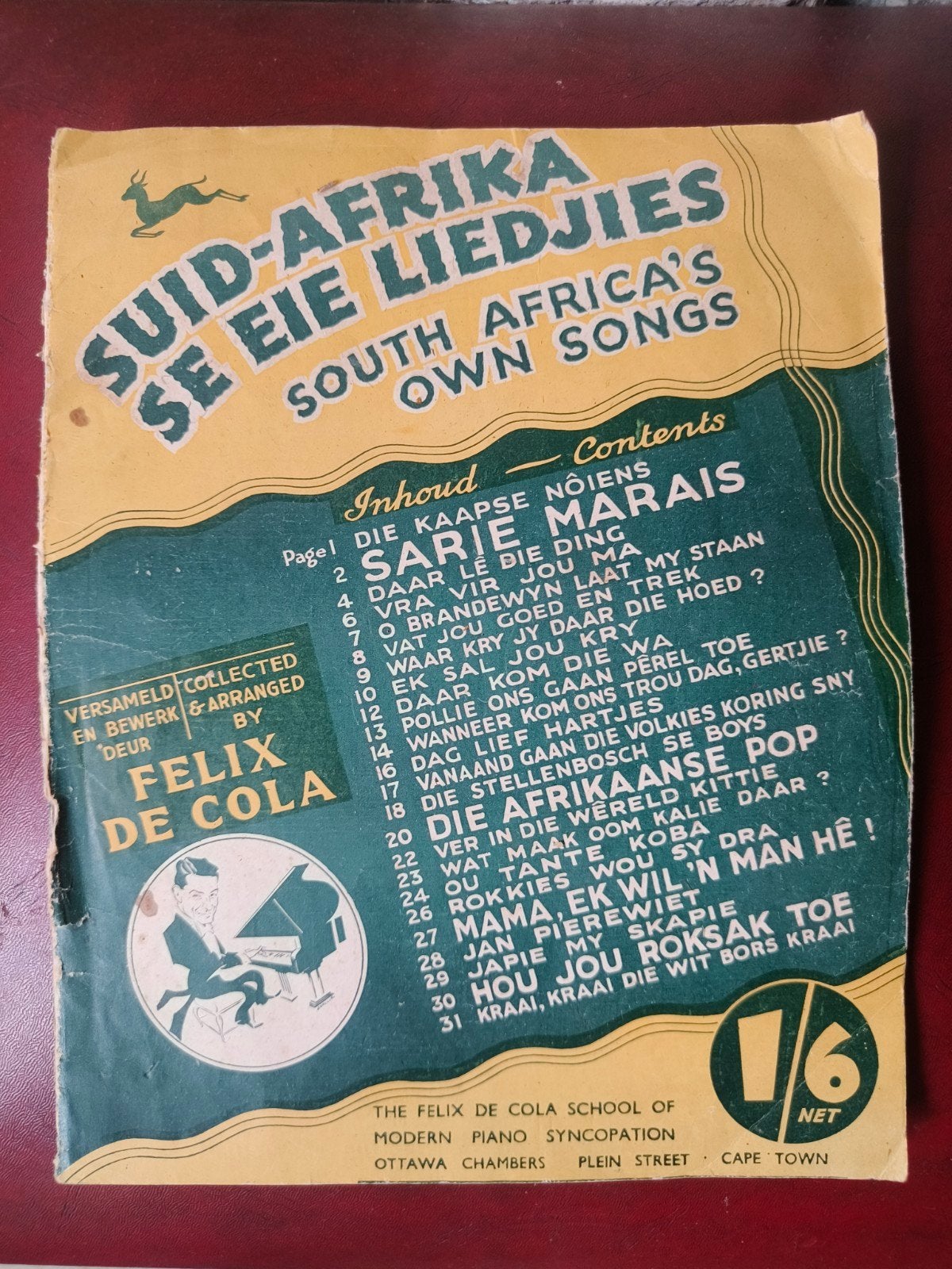 Uniek Vintage Muziekboek Zuid-Afrika (1941) – Felix de Cola, Enlèvement