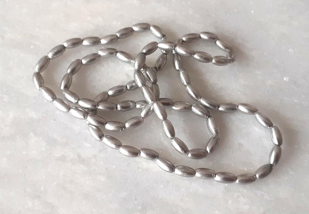 lot kralen zilver lang met speciale glans +- 78, Enlèvement ou Envoi, Neuf, Perle