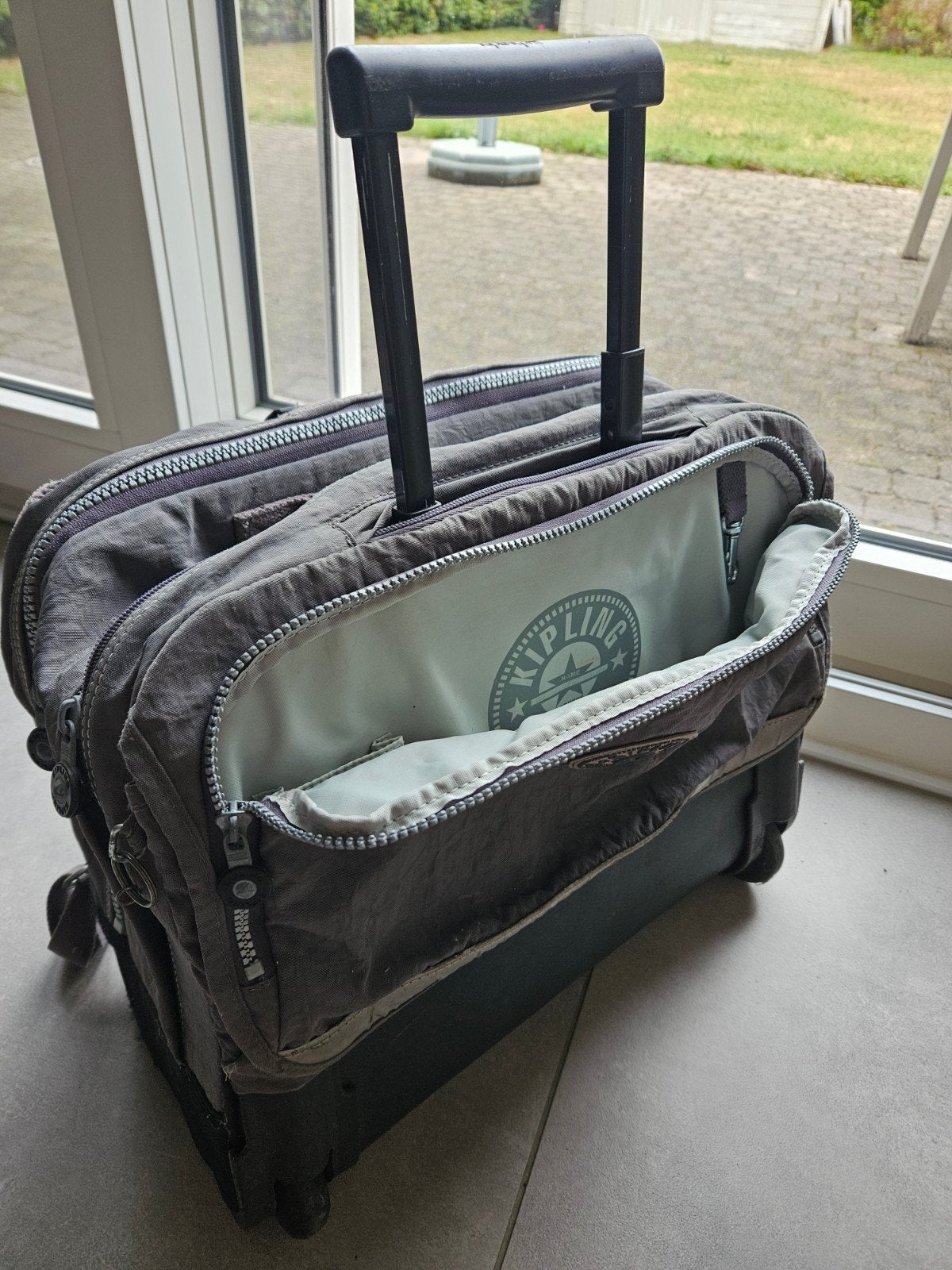 boekentas trolley met riemen Kipling, Ophalen, Zo goed als nieuw, Grijs, Uitschuifbare handgreep
