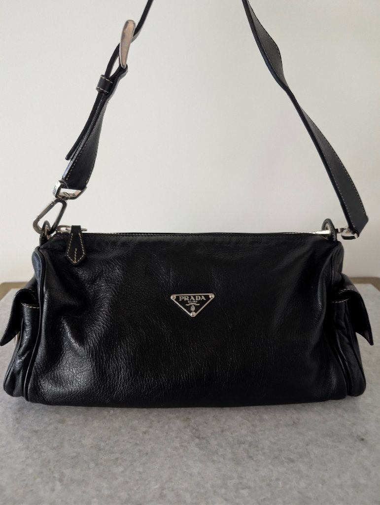 Y2K Prada Vitello (Drive) Handtas, Ophalen, Zo goed als nieuw, Zwart, Handtas