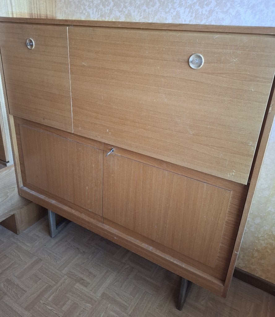 Vintage bureaukast met klep, Huis en Inrichting, Ophalen, Opbergruimte, Gebruikt, Secretaire