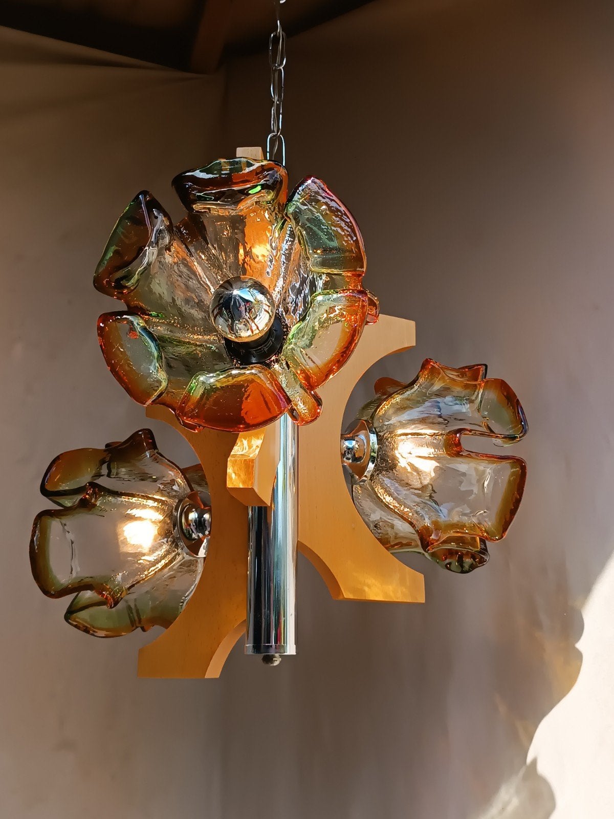 Italiaans Murano Glas Design hanglamp Retro Vintage, E14 (klein), Ophalen of Verzenden, Retro Vintage Murano, Glas