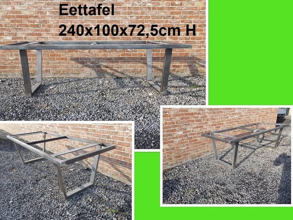 NIEUW stalen tafelonderstel 240x100x72cm hoog - eettafel, Neuf, Enlèvement, 50 à 100 cm, 200 cm ou plus