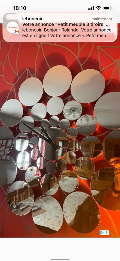 Horloge mural en metal, Ophalen, Zo goed als nieuw, Analoog, Wandklok
