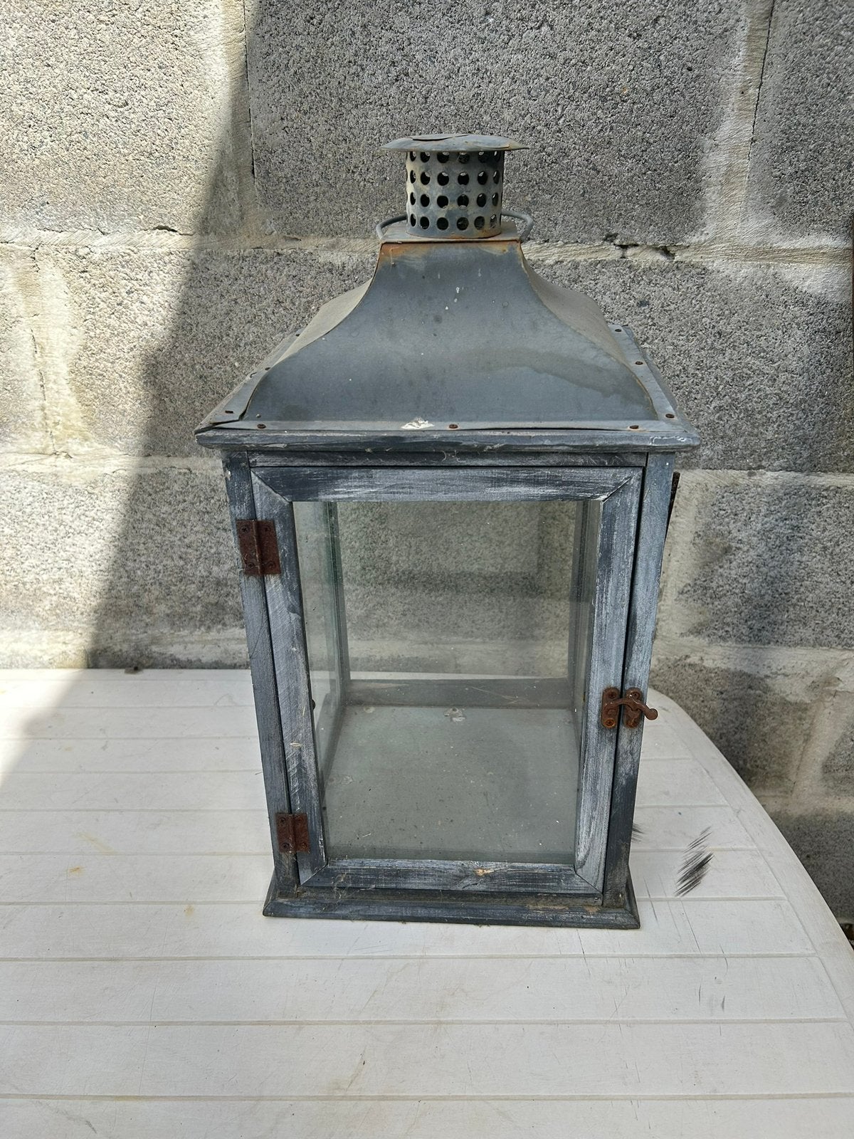Vintage lantaarn, Tuin en Terras, Ophalen of Verzenden, Zo goed als nieuw, Glas