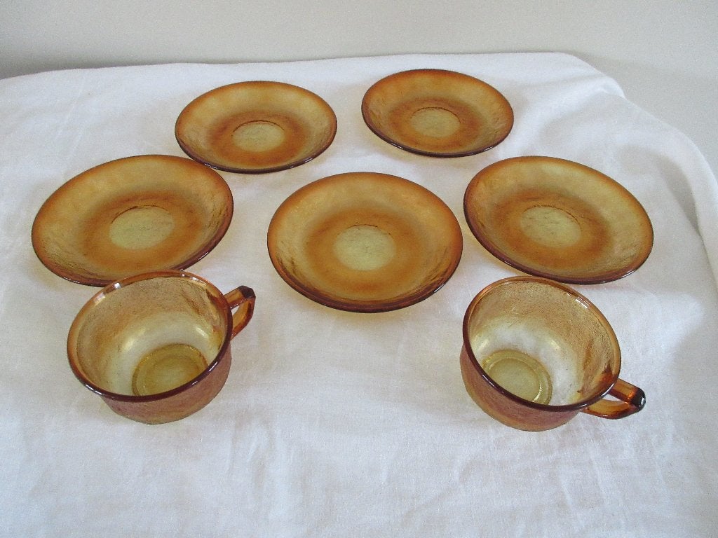 ALCOROC amberkleurige tassen en borden vintage retro, Ophalen