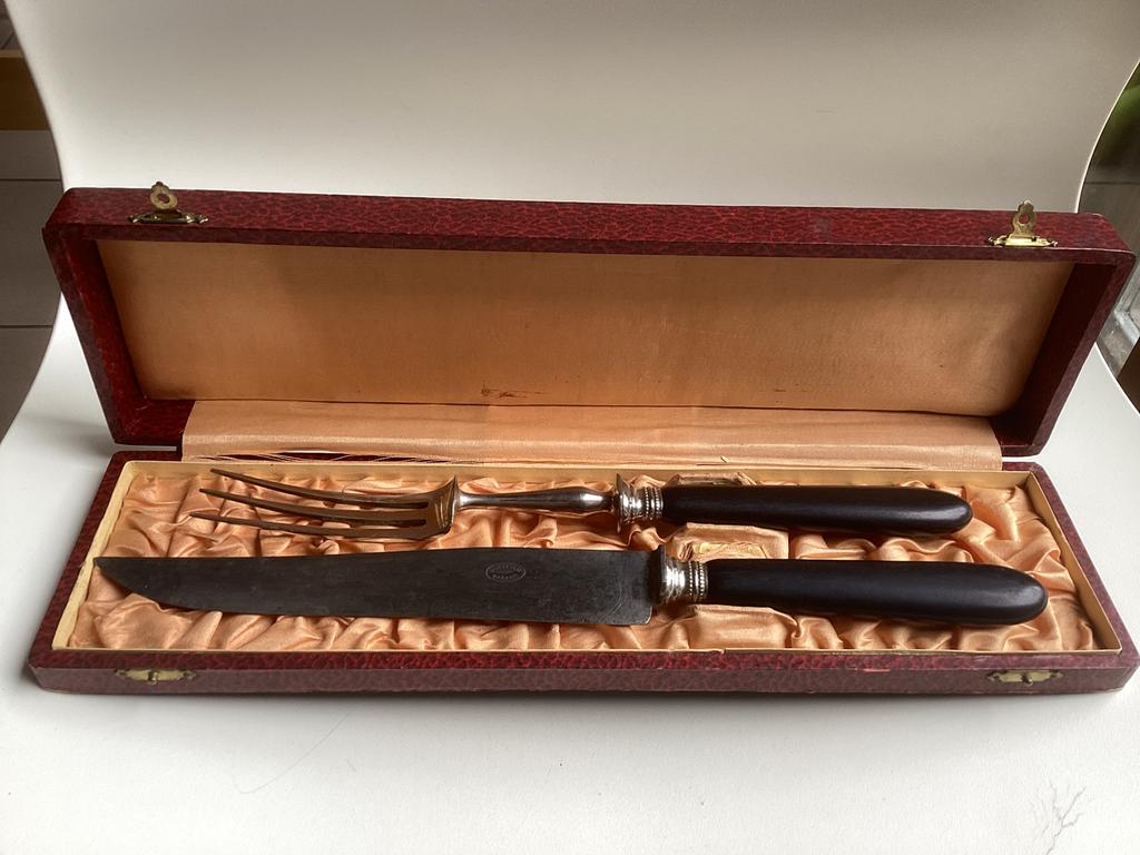 Set met mes en vork. In originele doos. H. Baeten., Ophalen of Verzenden