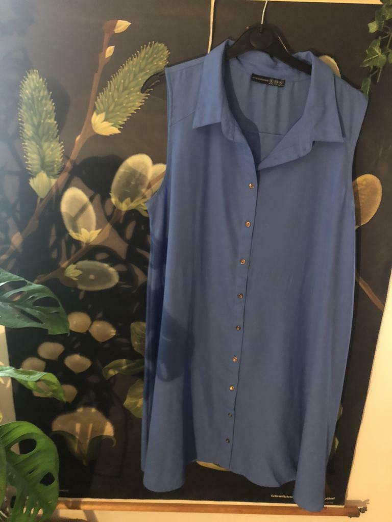 Blauwe hemdjurk a-lijn, Enlèvement ou Envoi, Taille 42/44 (L)