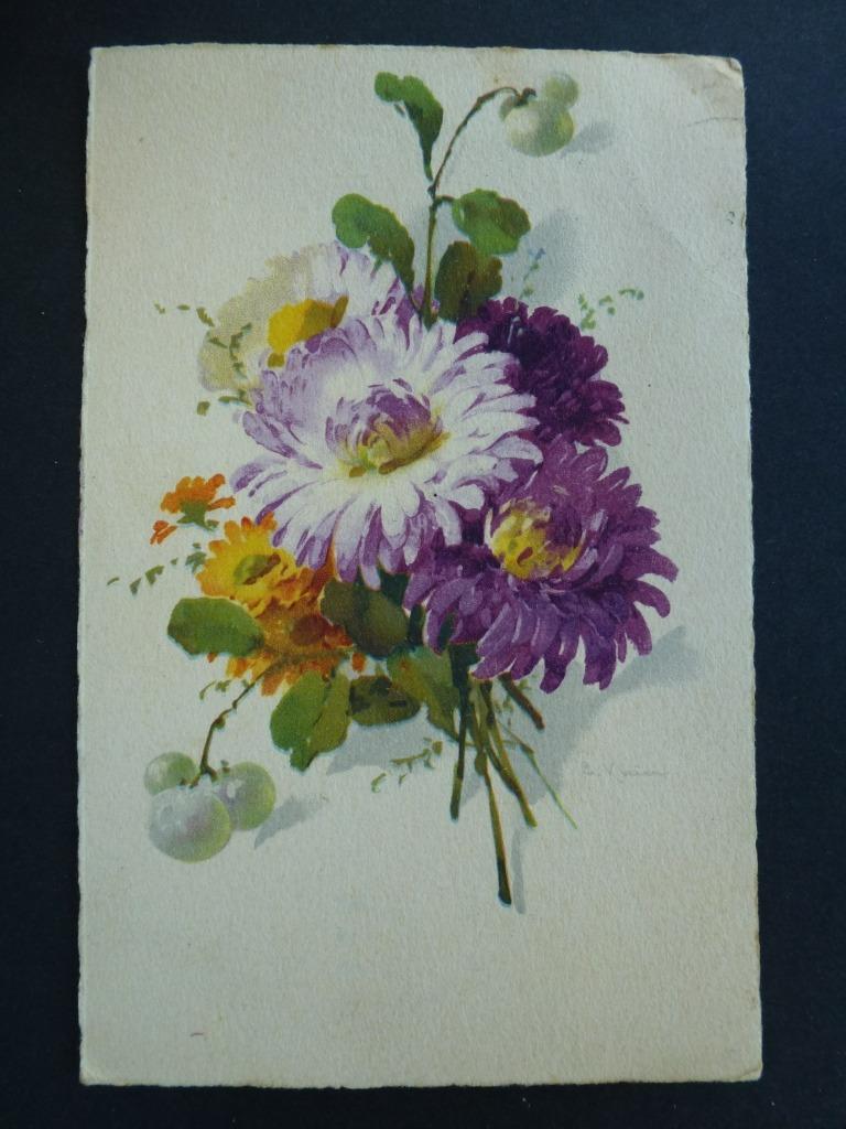 carte postale ancienne fleurs avec cachet 1940, Collections, Envoi, 1940 à 1960, Affranchie, Nature