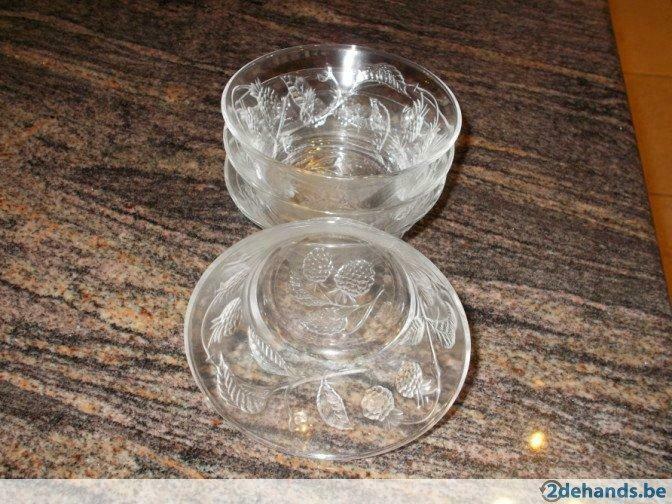 dessertcoupes (bewerkt), Nieuw, Glas of Glazen