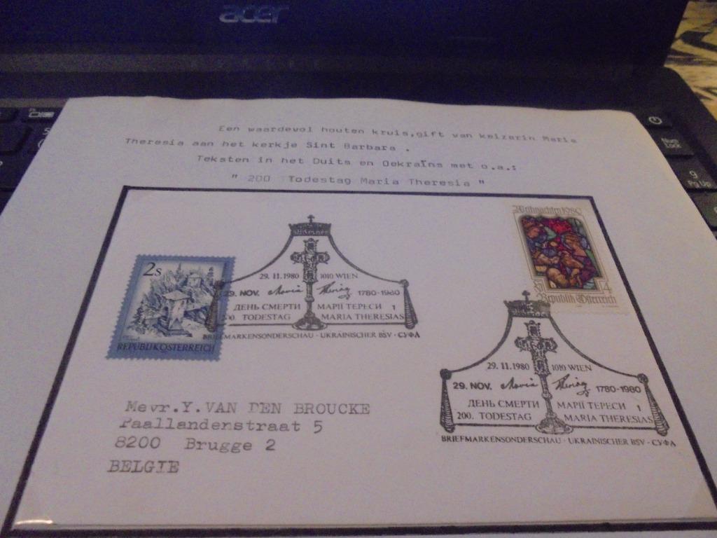 postzegelenveloppe kerkje St Barbara, Ophalen of Verzenden, Envelop