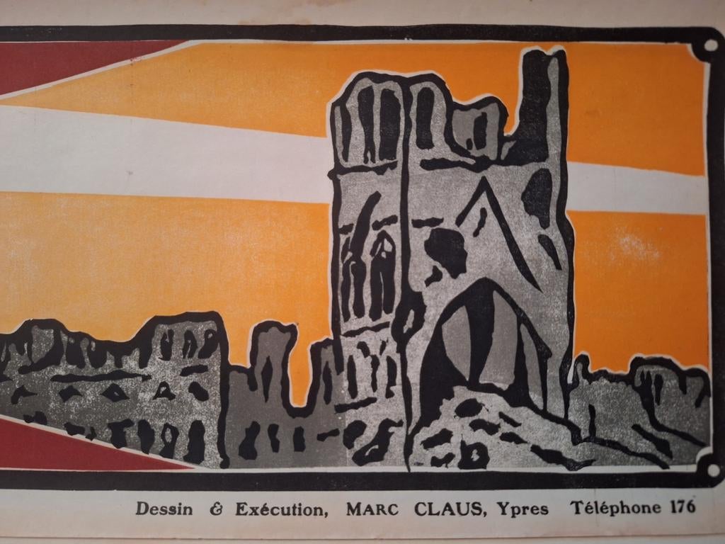 Oude affiche: WO1 Ieper 1918 affiche Marc Claus, Verzamelen, Posters, Ophalen of Verzenden, Zo goed als nieuw