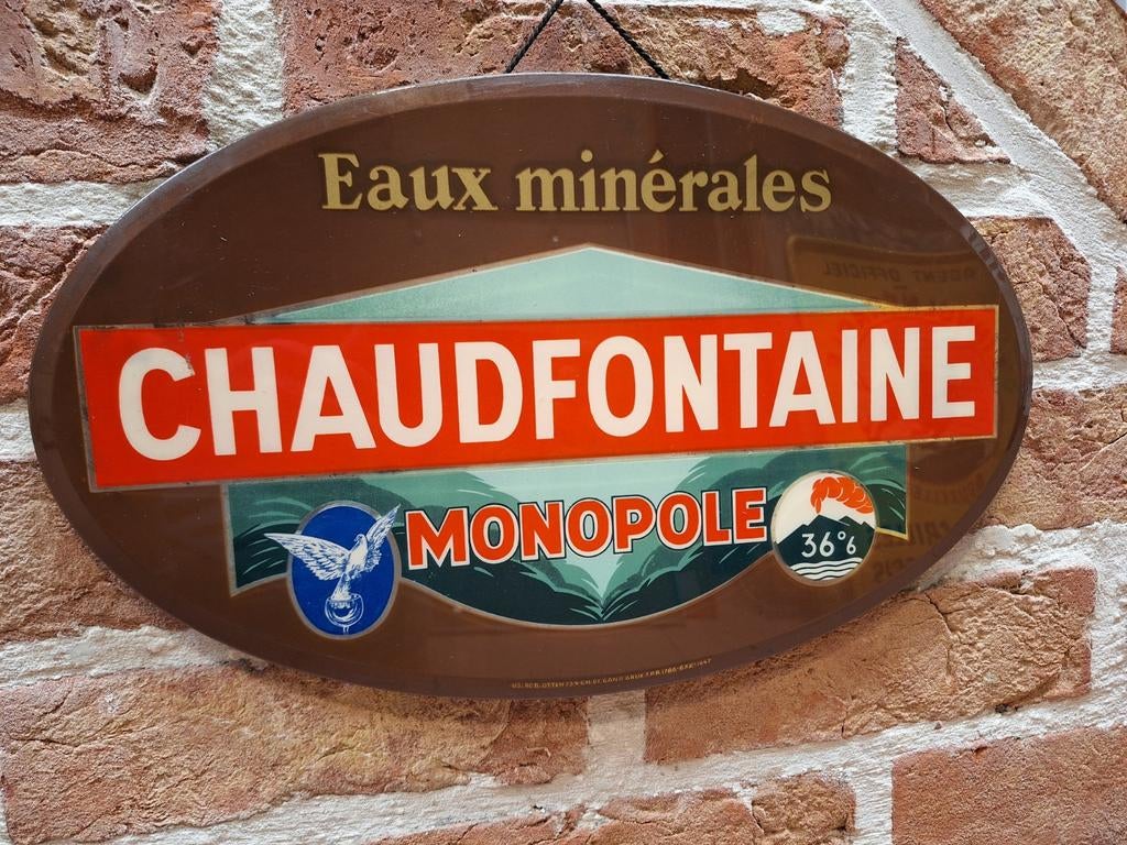 Panneau publicitaire Glacoide 1947 Chaudfontaine Eaux Minéra, Enlèvement ou Envoi, Utilisé, Panneau publicitaire