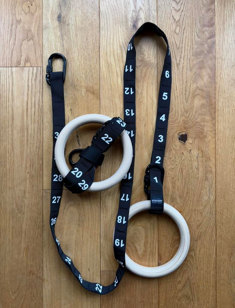 Gymnastics rings with carabiners and numbered straps, Ophalen of Verzenden, Nieuw