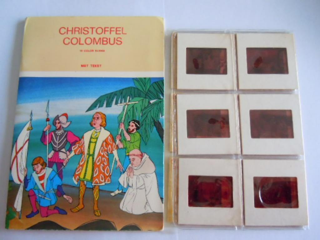 Christoffel Colombus 12 color slides Fotocinedizioni 1975, Collections, Collections Autre, Utilisé, Enlèvement ou Envoi