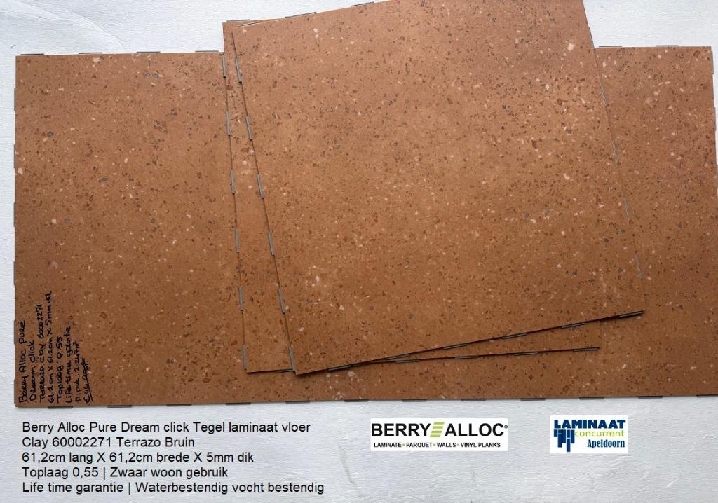 Pvc Dream Click Clay Terrazzo Bruin 61cm lang X 61cm brede, Bruin, 75 m² of meer, Nieuw, Ophalen of Verzenden