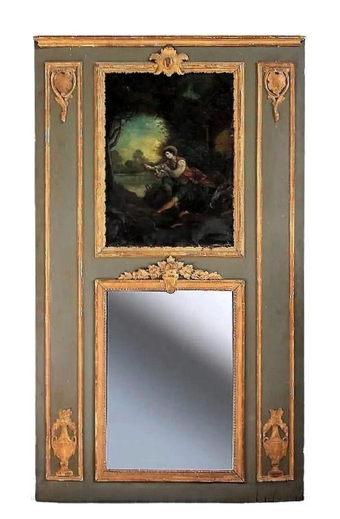 Louis XVI gelakte houten lambrisering trumeau 170cmx99cm, Antiek en Kunst, Antiek | Spiegels, Ophalen of Verzenden, Rechthoekig