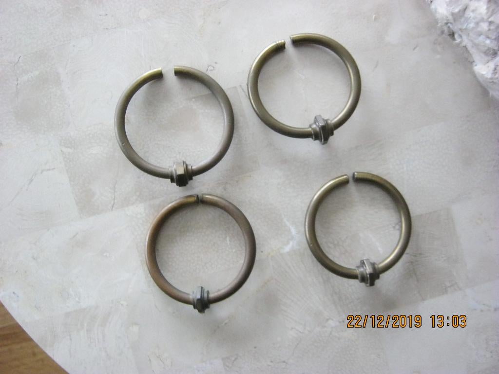 4   koperen ringen voor kast, Antiek en Kunst, Ophalen
