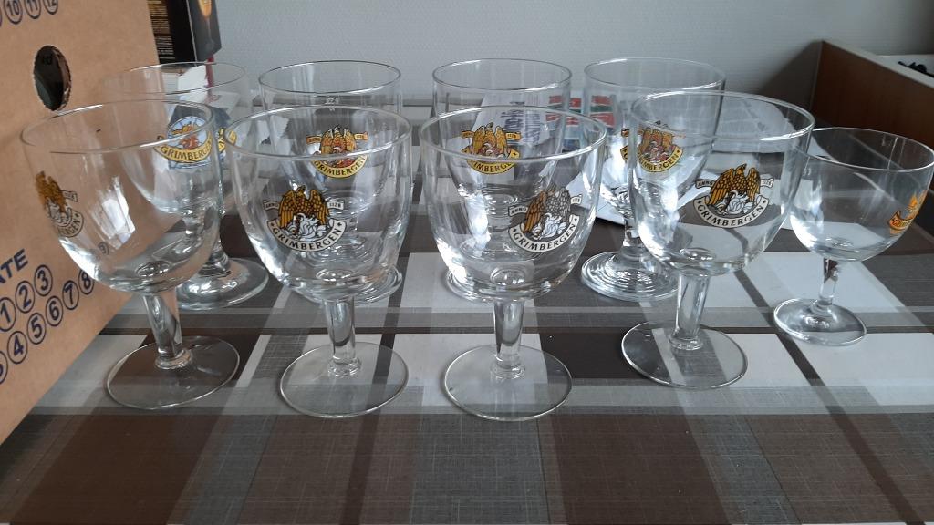 8 bierglazen bierglas Grimbergen 33 cl + 1 degustatieglas, Verzamelen, Ophalen, Gebruikt, Bierglas