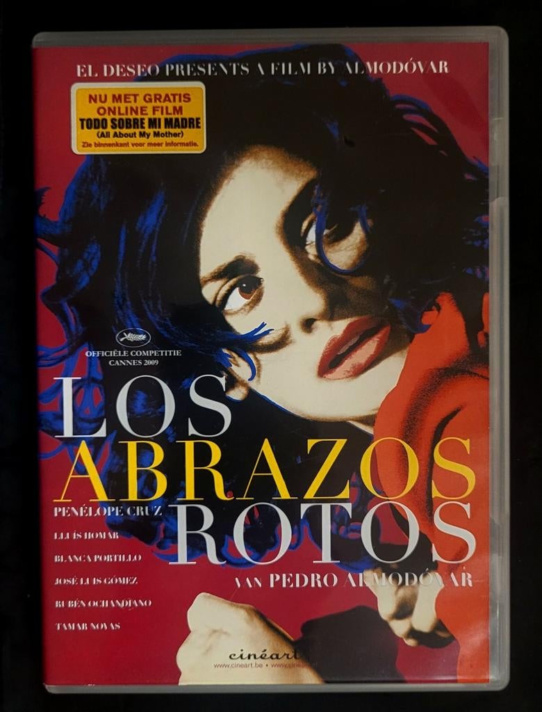 DVD van de film Los Abrazos Rotos - Spaans Ondertiteling Ned, Vanaf 12 jaar, Ophalen of Verzenden, Zo goed als nieuw, Spanje