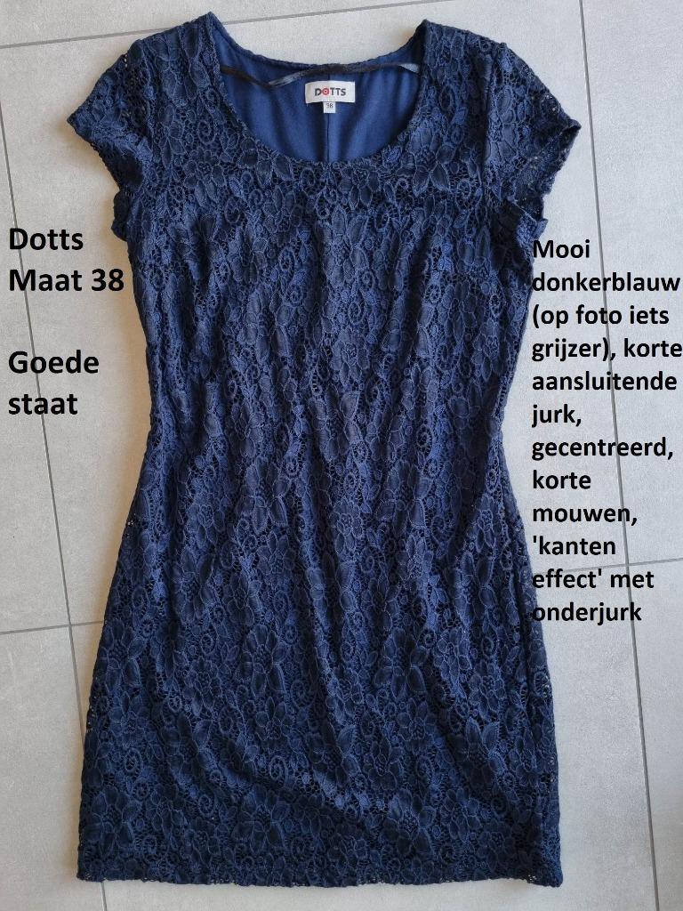 Donkerblauwe jurk Dotts maat 38, Kleding | Dames, Maat 38/40 (M), Blauw, Dotts, Ophalen of Verzenden
