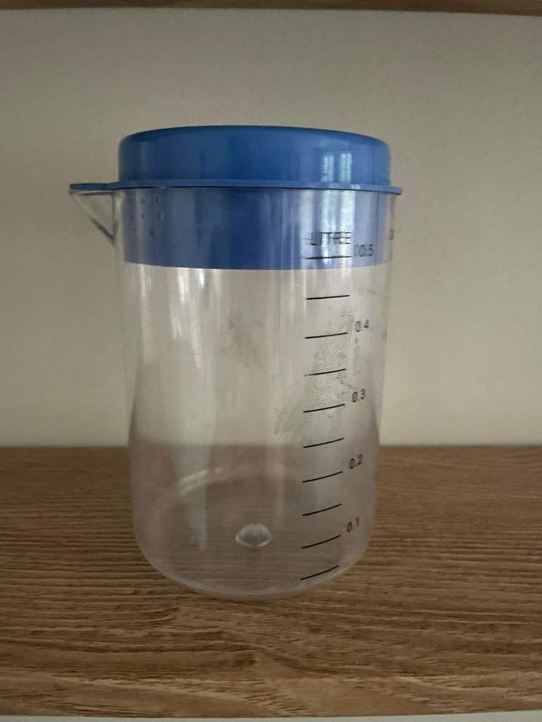 Plastic maatbeker 0,5l met deksel, Ophalen of Verzenden, Nieuw, Blauw, Beker of Kan