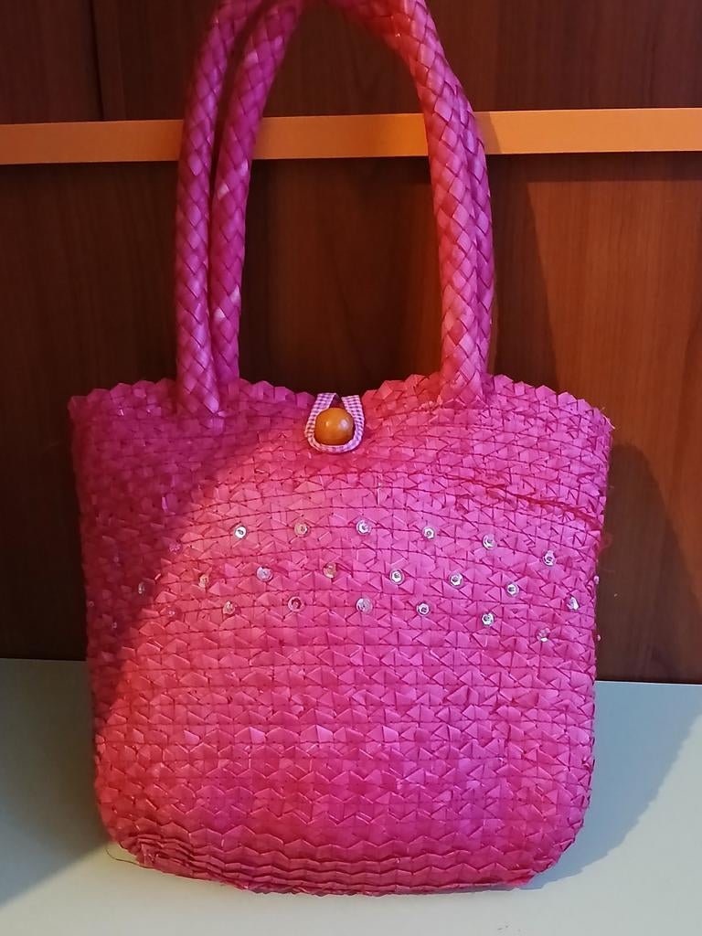 Rieten handtasje - Rode kleur, Ophalen of Verzenden, Zo goed als nieuw