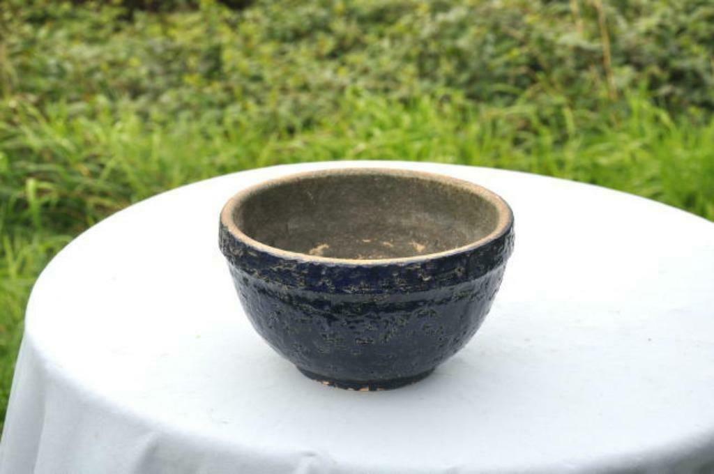 § vasque cache pot bleu terre cuite, Enlèvement ou Envoi, Moins de 25 cm, Rond, Utilisé