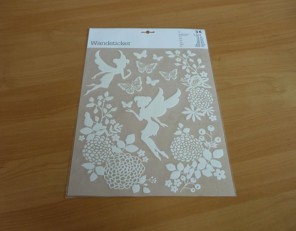 Witte Tinkerbel Tinkelbel vlinder bloem glitter muurstickers, Huis en Inrichting, Ophalen of Verzenden
