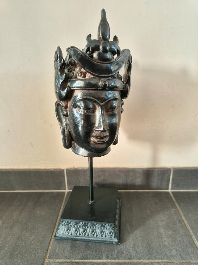 Oosters Boeddha-hoofd op standaard, Antiek en Kunst, Ophalen