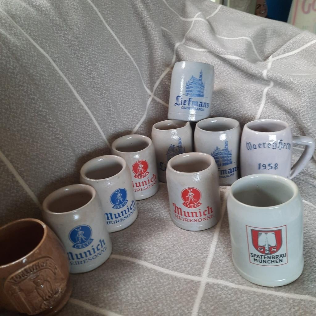 Bierpotten , bierkannen . Munich Meiresonne , Liefmans , enz, Verzamelen, Biermerken, Zo goed als nieuw, Ophalen of Verzenden
