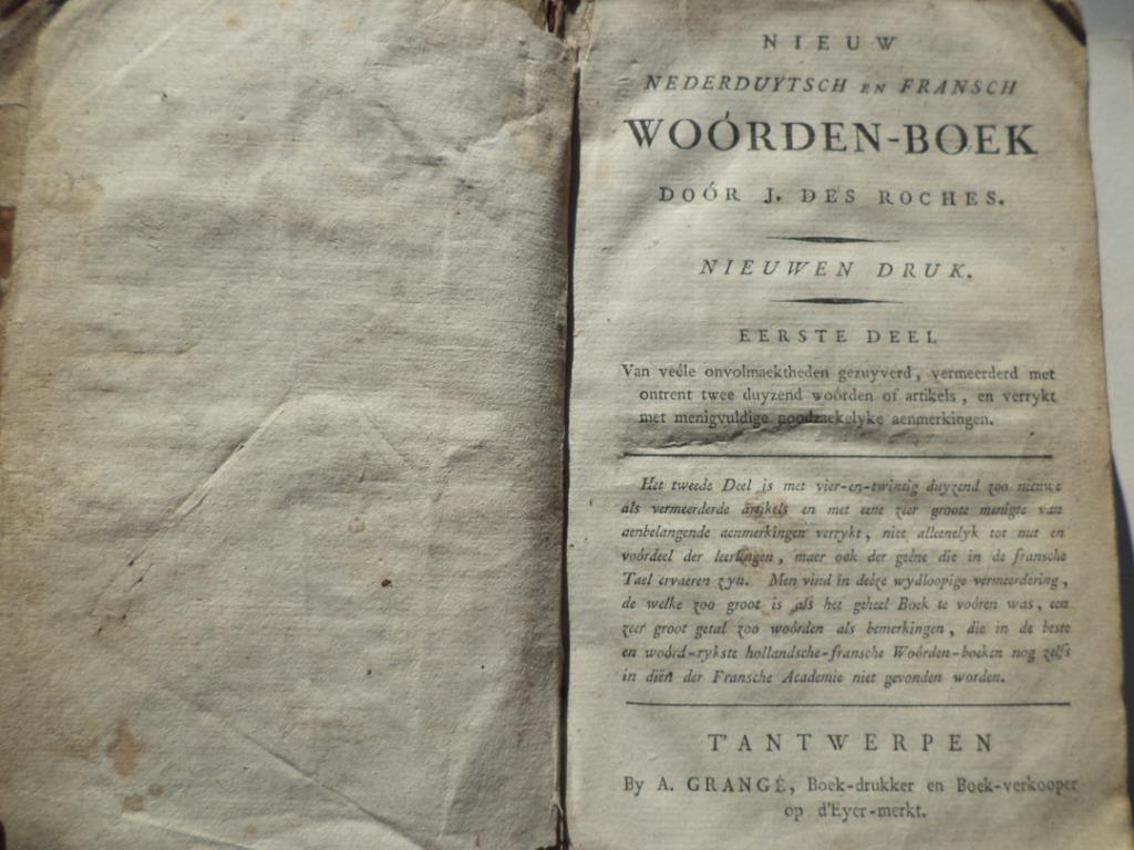 ancien Nieuw Nederduytsch en Fransch woorden-boek Des Roches, Enlèvement ou Envoi