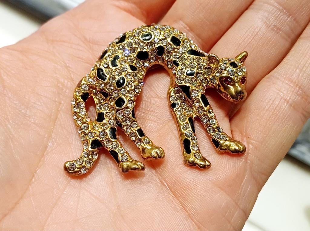 Vintage grote panter broche, Ophalen of Verzenden, Zo goed als nieuw