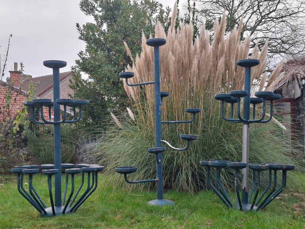 3 grote unieke inox plantenstaanders, Tuin en Terras, Ophalen