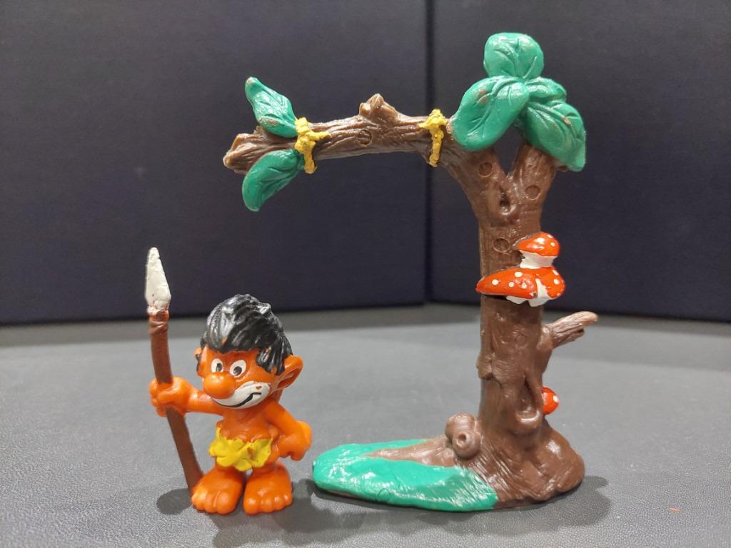 rare Schtroumpf indigene bully + arbre champignon schleich, Enlèvement ou Envoi, Utilisé