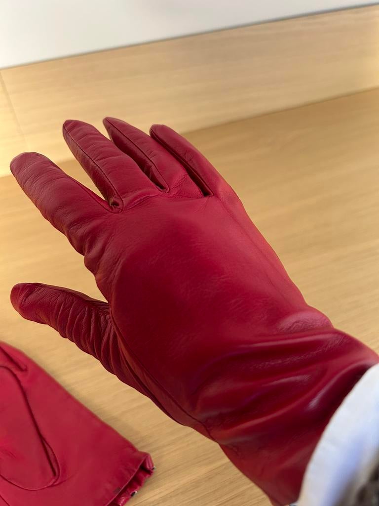 Rode lederen handschoenen Firla, Enlèvement ou Envoi, Comme neuf, Gants