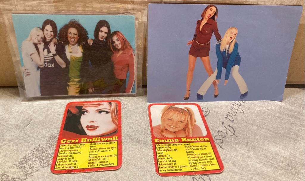 Spice-Girls 1999,2 postkaarten,2 joepie kaartjes,1 sticker, Enlèvement ou Envoi, Autocollants et Photos