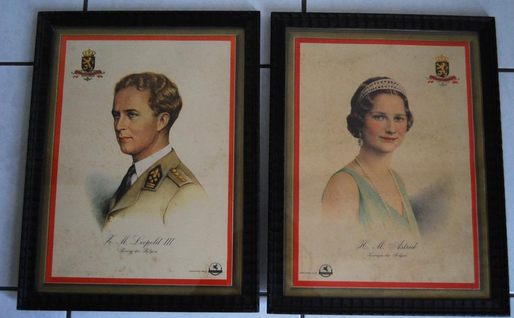 Statieportretten Koning Leopold III en Koningin Astrid, Enlèvement ou Envoi, Utilisé, Carte, Photo ou Gravure