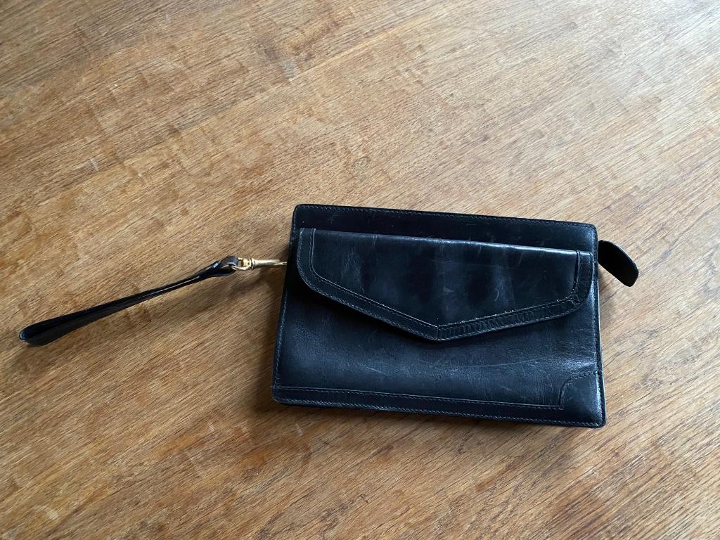Pochette noir Homme beau cuir noir  24 cm x15,5  x 5 vintage, Bijoux, Sacs & Beauté, Envoi, Utilisé