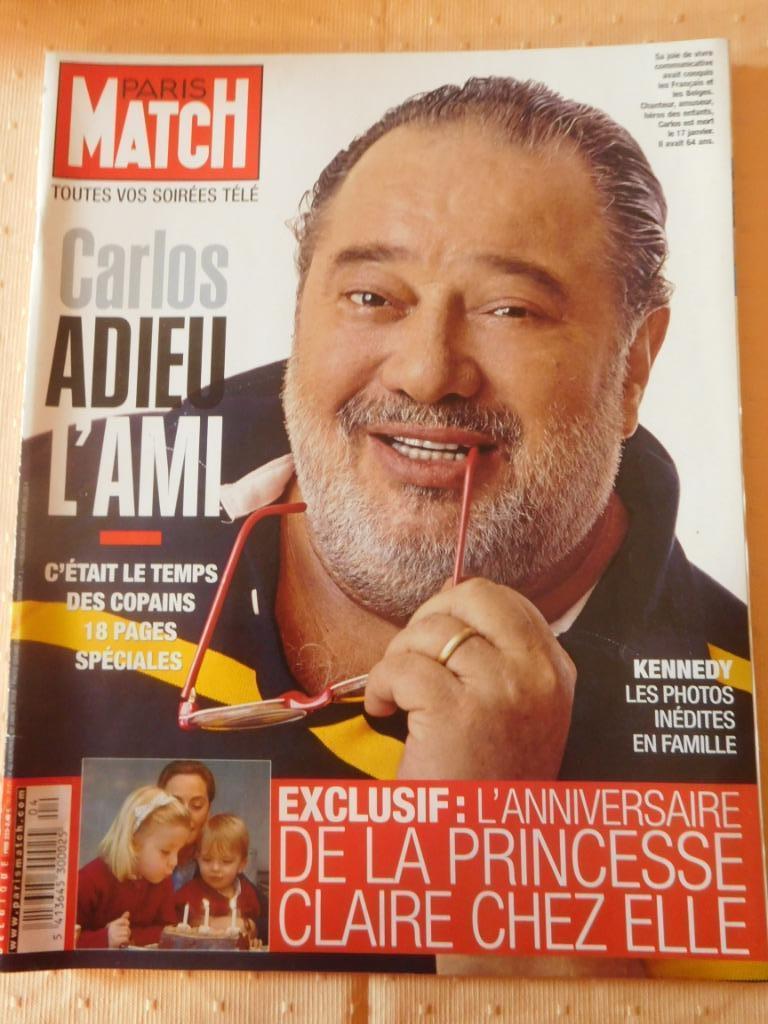 Paris Match Carlos Adieu l'ami., Enlèvement ou Envoi, Comme neuf, Musique, Cinéma ou TV