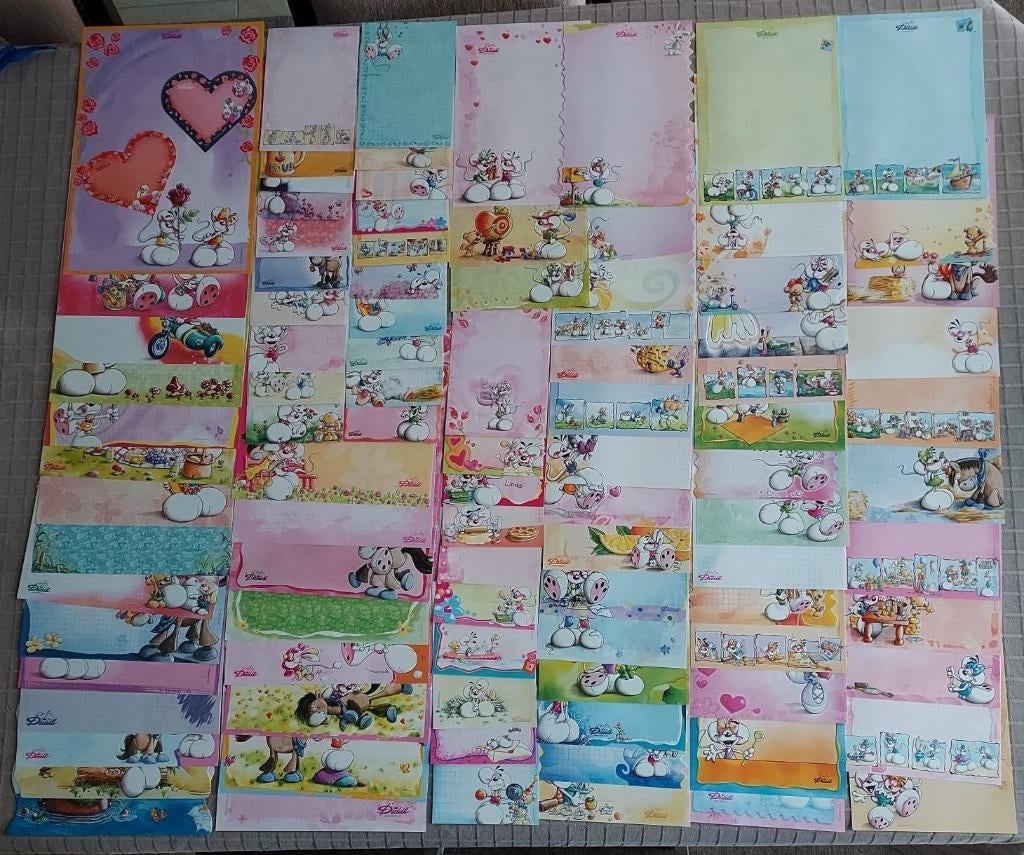 100 verschillende gekleurde Diddl blaadjes, Enlèvement ou Envoi, Diddl, Neuf, Papier, Carte ou Papeterie
