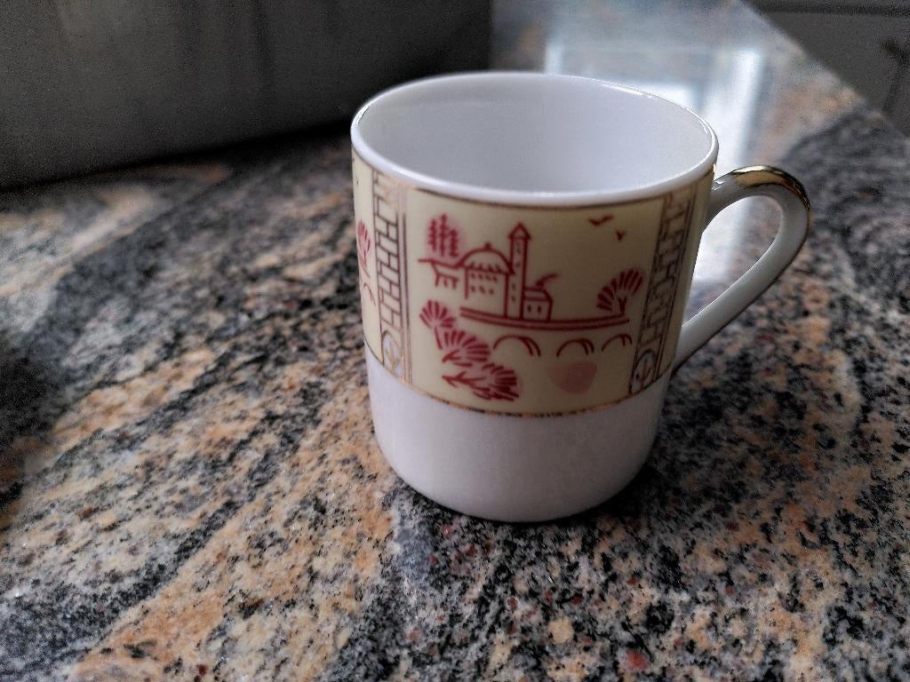 6 tasses à expresso avec assiettes, Neuf, Enlèvement, Autres types, Autres styles